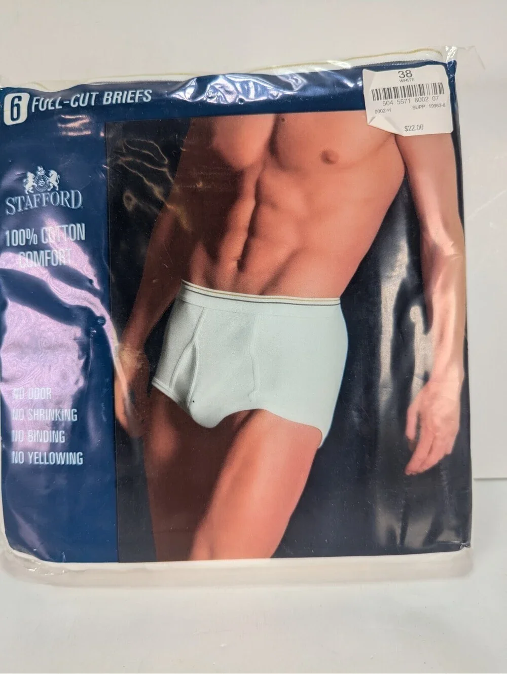 NEW Stafford Comfort Collection (6-Pack) Men's Full Cut Briefs Size 38 Vtg White